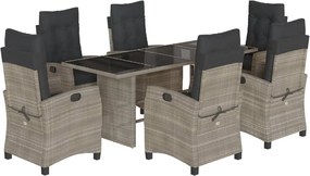 vidaXL Set mobilier de grădină cu perne, 7 piese, gri, poliratan