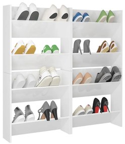 Pantofare de perete, 4 buc., alb extralucios, 60x18x60 cm, PAL 4, 60 x 18 x 60 cm, Alb foarte lucios, 1, Alb foarte lucios