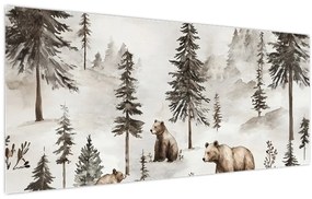 Tablou - Pădure cu Urși (120x50 cm)