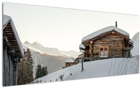 Tablou - cabana montană în zăpadă (120x50 cm)