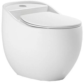 Set vas WC compact pe pardoseala Rune Ymir Rimless alb cu rezervor si capac softclose