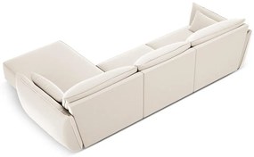 Colțar bej cu tapițerie din catifea (cu colț pe partea dreaptă, cu șezlong) Vanda – Mazzini Sofas