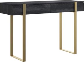 Consolă / măsuță toaletă modernă Verica 120 cm cu picioare metalice - beton negru / picioare aurii