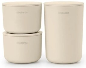 Set 3 recipiente depozitare Brabantia ReNew 1006269, 3 cutii, Fund moale anti-alunecare, Bej
