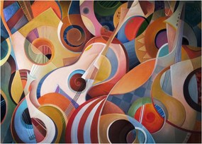 Tablou pe sticlă - Abstract muzical (70x50 cm)