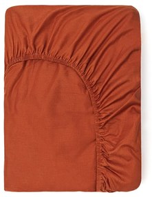 Cearșaf elastic din bumbac Good Morning, 160 x 200 cm, portocaliu închis
