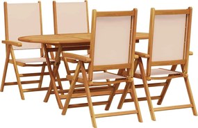 vidaXL Set de masă pentru grădină 5 pcs Bej Lemn Solid de Acacia