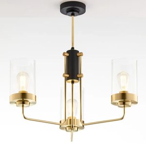 Jupiter 2087 - Lustru cu tija RAMIREZ 3xE27/15W/230V auriu/negru