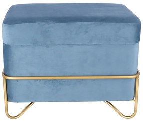 Set elegant Luna de taburete cu spatiu de depozitare, catifea si baza metalica aurie  2 piese