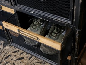 Consola - Pantofar, din metal si lemn masiv, aspect industrial, Factory