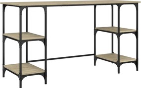 vidaXL Birou, stejar sonoma, 140x50x75 cm, metal și lemn prelucrat