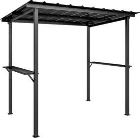 Outsunny Pavilion pentru grătar 2,71 x 1,82 m pavilion de grădină cu acoperiș înclinat, rafturi laterale, protecție UV 50+ Negru | Aosom Romania