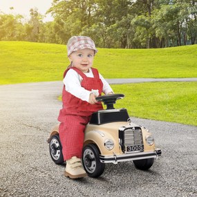HOMCOM Masina Electrica pentru Copii, Auto pentru Copii Mercedes-Benz 6V cu Muzica, Varsta 18-48 Luni, Bej | Aosom Romania
