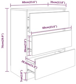 Servanta, gri, 60 x 35 x 76 cm, lemn prelucrat 1, Gri