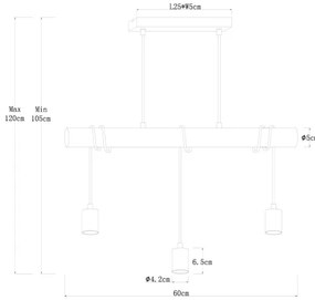 Lustră pe cablu GREGOR 3xE27/60W/230V Globo 15539-3HB