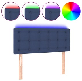 3122042 vidaXL Tăblie de pat cu LED, albastru, 100x5x78/88 cm, textil