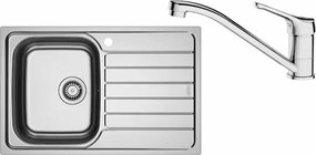 Chiuveta bucatarie inox Franke Spark 78x50 cm cu 1 cuva cu picurator stanga finisaj lucios plus baterie crom