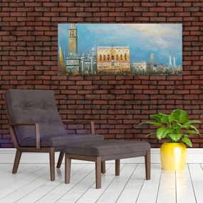 Tablou - Gondola care trece prin Veneția, pictură în ulei (120x50 cm)