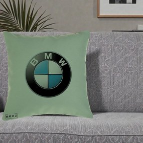 Perna Personalizata cu emblema BMW, 40x40 cm, Verde, Husa Detasabila, Perna Inclusa, BEKZ®