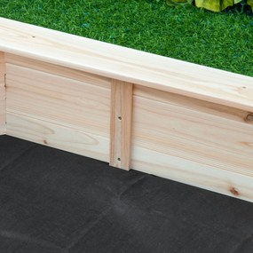 Outsunny Cutie de Nisip pentru Copii 3-8 Ani cu Scaune și Peliculă de Acoperire, 139,5x139,5x21,5 cm, Lemn Natural | Aosom Romania