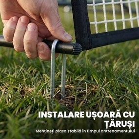 SPORTNOW Plasă de Ricochet Portabilă 2-în-1, Dublă Față și Pliabilă, Negru | Aosom Romania