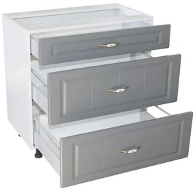 Corp inferior 80 cu 3 sertare metalice greutate Zebra MDF gri dungi