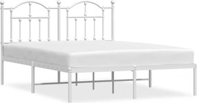vidaXL Cadru de pat metalic cu tăblie, alb, 140x190 cm