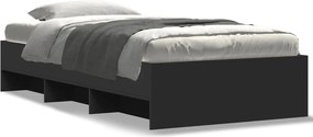 vidaXL Cadru de pat, negru, 90x200 cm, lemn prelucrat