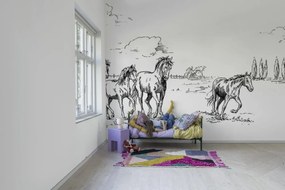 Fototapet, Horses Herd Grand, Black, Rebel Walls