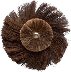 Aplică de perete cu abajur circular tip soare din fibre naturale de bananier și structură din metal antichizat, maro natural, 90 cm, „Inupta"