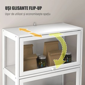HOMCOM Vitrină Colecționari cu 4 Niveluri, Uși cu Balamale, Sistem Anti-Răsturnare, pentru Birou, Dormitor, 59 x 30 x 139 cm, Alb | Aosom Romania
