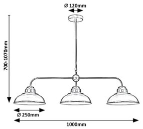 Lustră pe tijă DRAGAN 3xE27/60W/230V Rabalux 5309