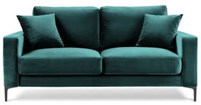 Canapea cu tapițerie din catifea Kooko Home Harmony, 158 cm, albastru turcoaz