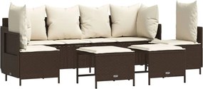 vidaXL Set canapele de grădină cu perne, 5 piese, maro, poliratan