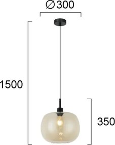 Lustră suspendată pe cablu ALAN 1xE27/40W/230V bej fumuriu/negru