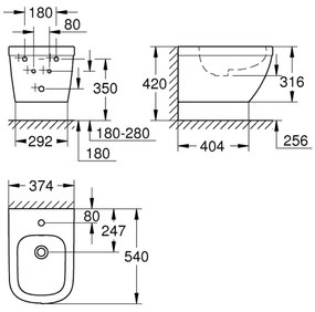 GROHE 39208000 - Bideu suspendat EURO CERAMIC 540 × 375 mm ceramică/alb