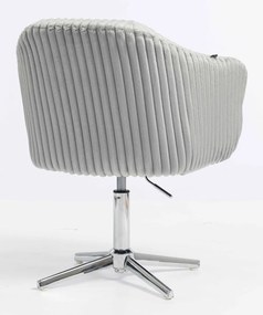 HR832CROSS Scaun Gri Teddy Cord cu Bază Cromata