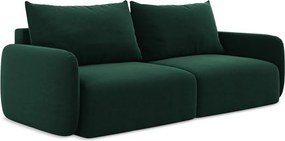 Canapea verde-închis extensibilă/cu spațiu de depozitare cu tapițerie din catifea 238 cm Kalena – Makamii