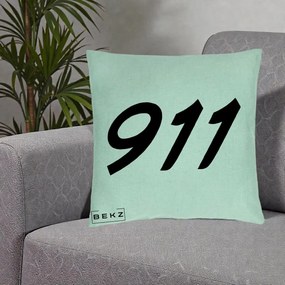 Perna Personalizata 911 Bold, 40x40 cm, Verde Menta, Husa Detasabila, Perna Inclusa, BEKZ®