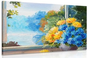 Tablou buchet de primăvară lângă geam