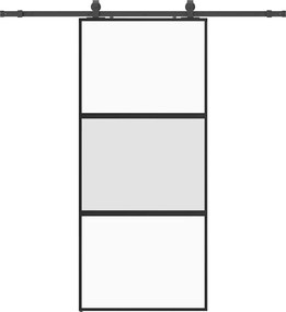 vidaXL Ușă glisantă cu set feronerie neagră 90x205cm sticlă securizată