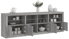 vidaXL Dulap cu lumini LED, gri sonoma, 202x37x67 cm