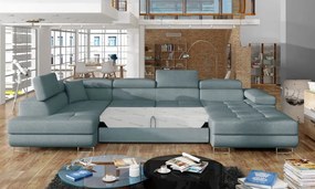 Colțar albastru deschis extensibil/cu spațiu de depozitare (cu colț pe partea stângă/în formă de "U") Rodrigo – ELTAP