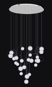 Lustra LED design casa scarii cu 24 pendule suspendate ZOE crom P0386 MX
