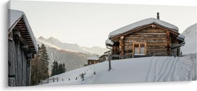 Tablou - cabana montană în zăpadă (120x50 cm)