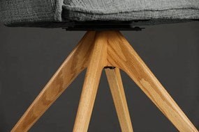 Set de 2 scaune pivotante picioare din lemn LE GRAND gri chenille