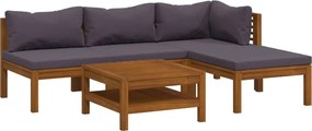 vidaXL Set mobilier de grădină cu perne, 5 piese, lemn masiv acacia