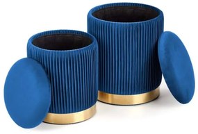 Set tabureti tapitati Monty Albastru / Gold