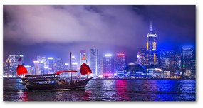 Pictura pe sticlă acrilică Hong kong pe timp de noapte