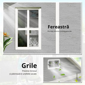 Outsunny Șopron de Grădină pentru Depozitare Unelte cu Pardosea, Două Uși și Încuietoare, 181x181x220 cm, Gri | Aosom Romania